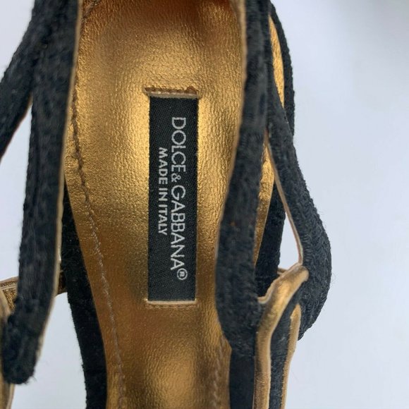 Dolce & Gabbana Kitten Heels Size 36 Black Gold - Picture 4 of 8